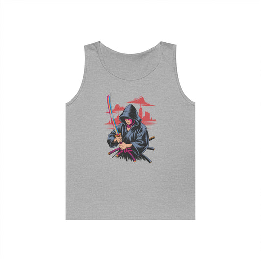 Neon Samurai Katana Street Art Unisex Tank Top for Anime Core Fits | TEEZOCA 