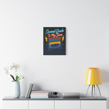 TEEZOCA neon second grade classroom canvas styled in a modern living space.