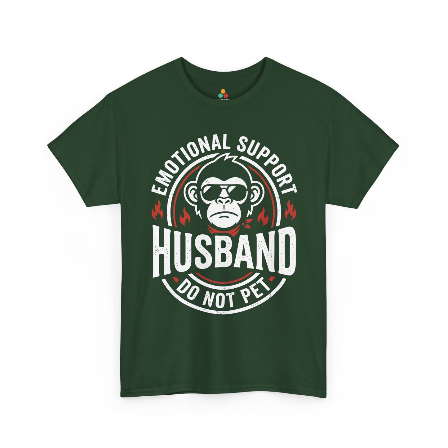 Emotional Support Husband Funny Monkey Unisex T-shirt Humor Gift | TEEZOCA 