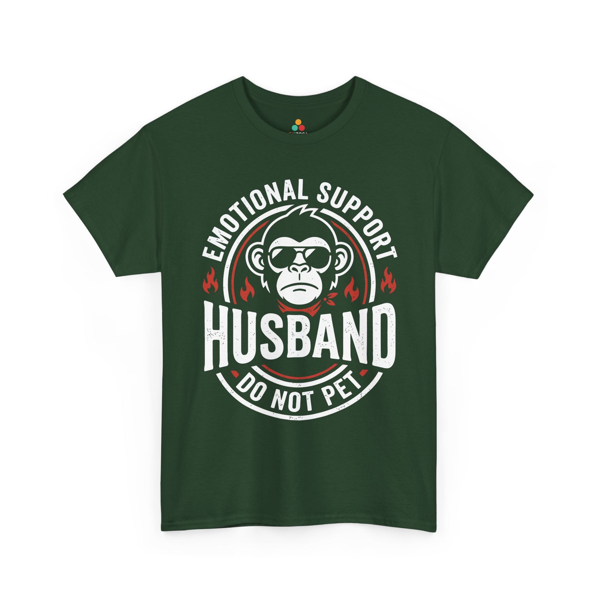 Emotional Support Husband Funny Monkey Unisex T-shirt Humor Gift | TEEZOCA 
