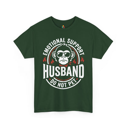 Emotional Support Husband Funny Monkey Unisex T-shirt Humor Gift | TEEZOCA 