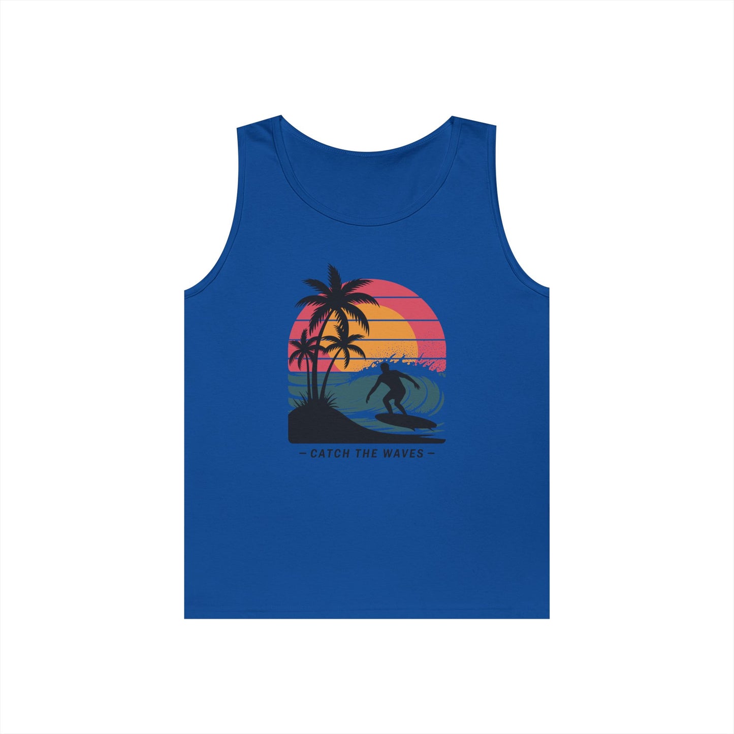 TEEZOCA ocean inspired Unisex Tank Top for beach and streetwear style Catch the Waves Unisex Tank Top for Retro Surf Vibes and Summer Streetwear | TEEZOCA 