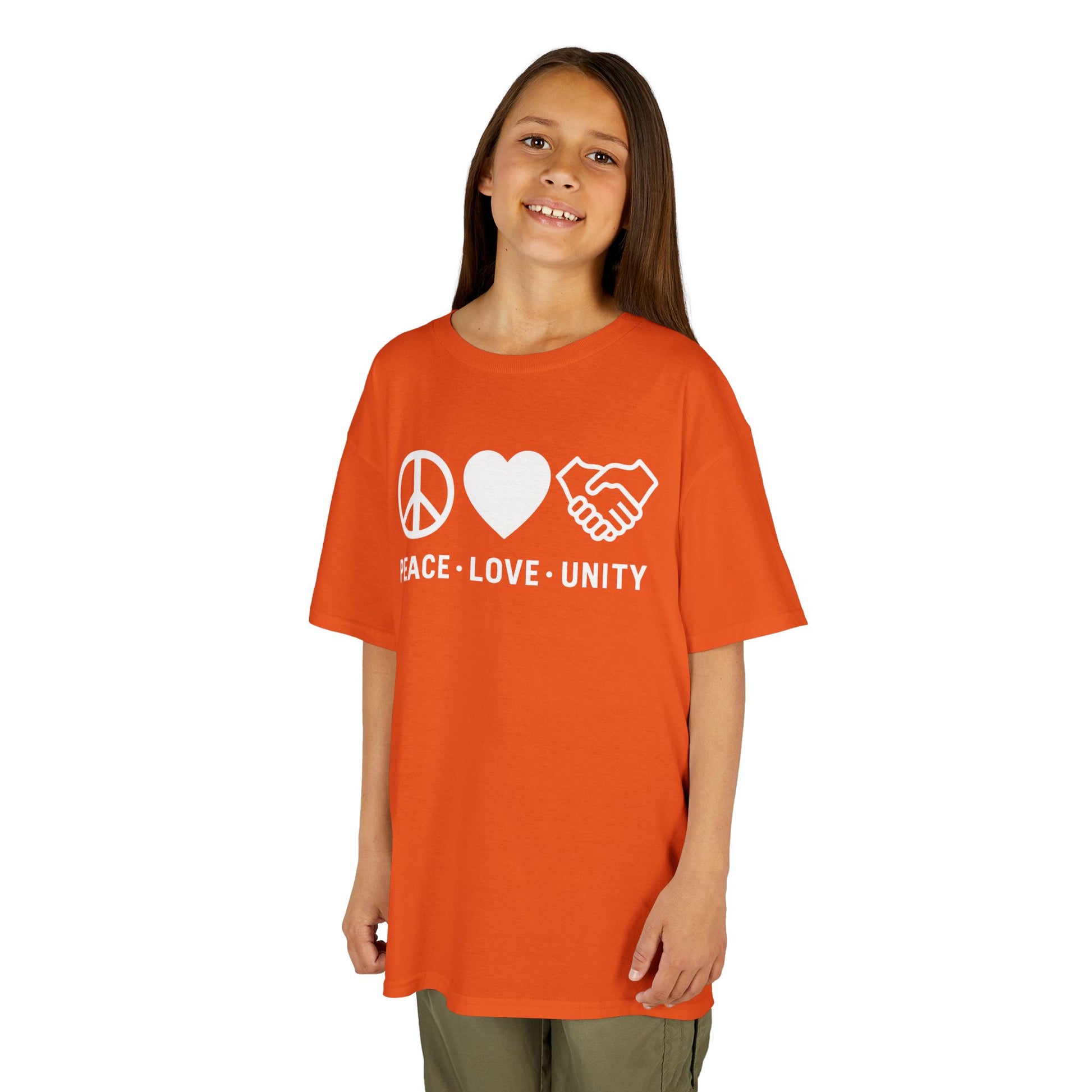 TEEZOCA orange Unity Day solidarity message Kids T-shirt Peace Love Unity Orange Unity Day Anti-Bullying Kids T-shirt | TEEZOCA 