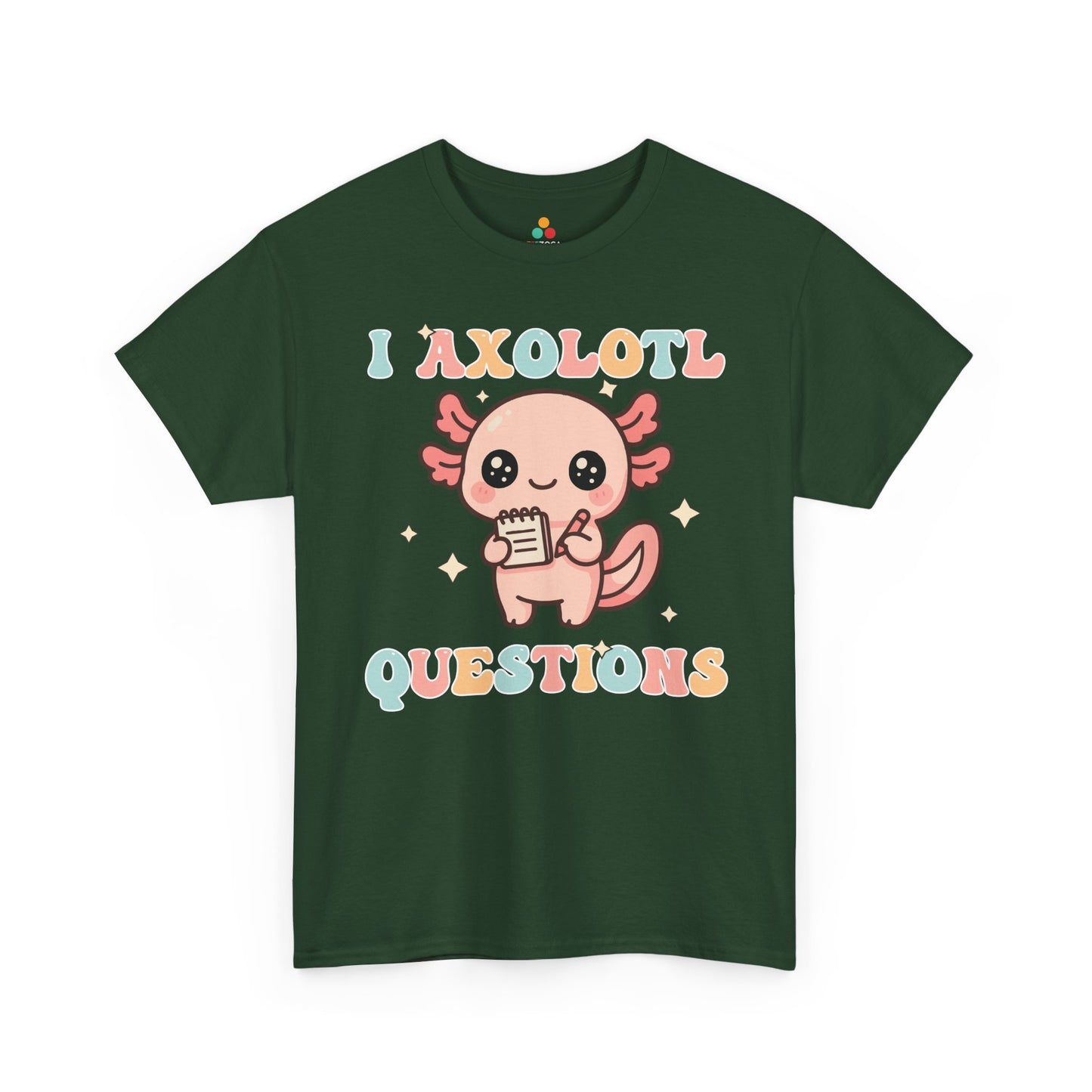 TEEZOCA pastel axolotl graphic pun Unisex T-shirt for students I Axolotl Questions Cute Kawaii Axolotl Pun Unisex T-shirt | TEEZOCA 