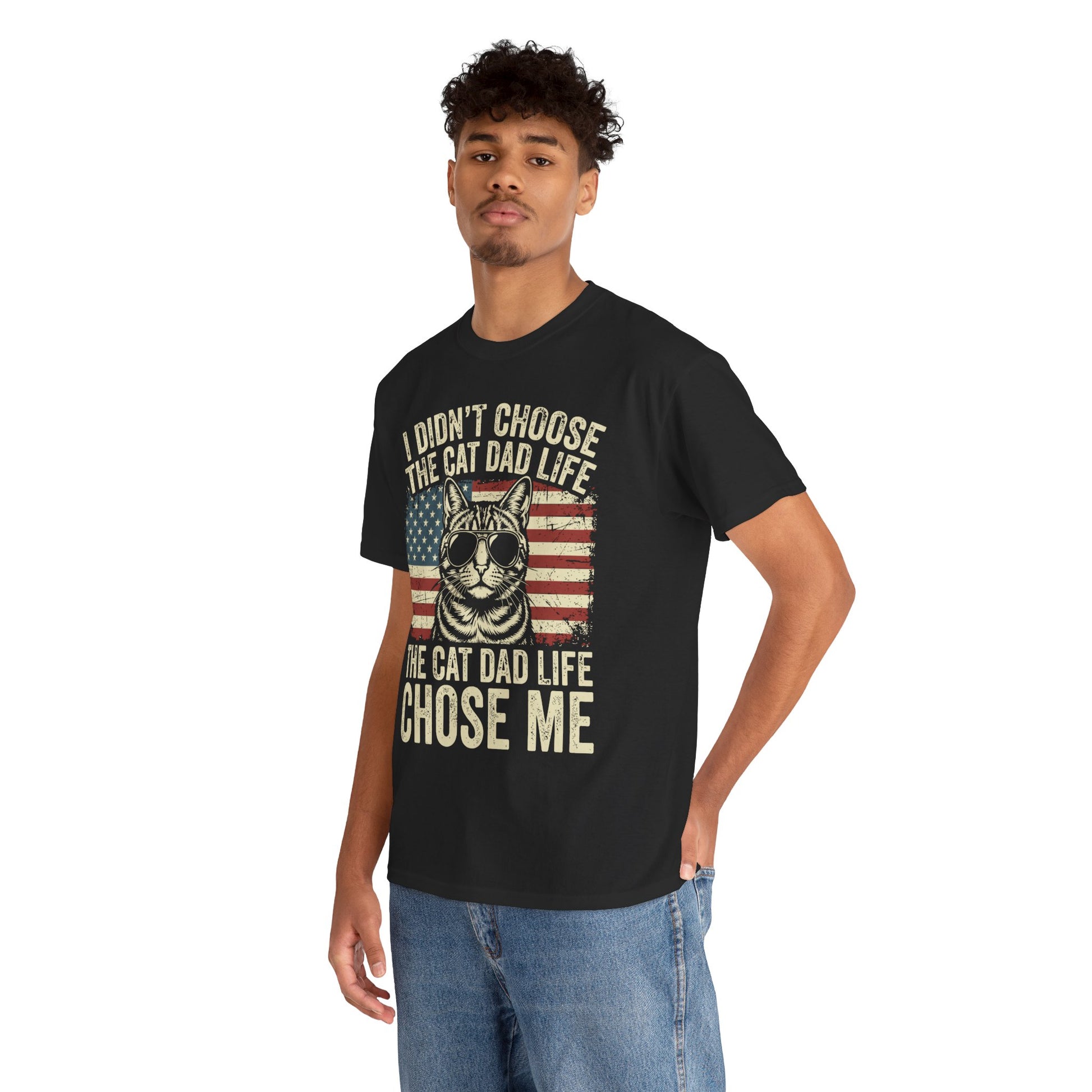 Funny Cat Dad T-shirt I Didn’t Choose Life Patriotic Unisex Tee | TEEZOCA 