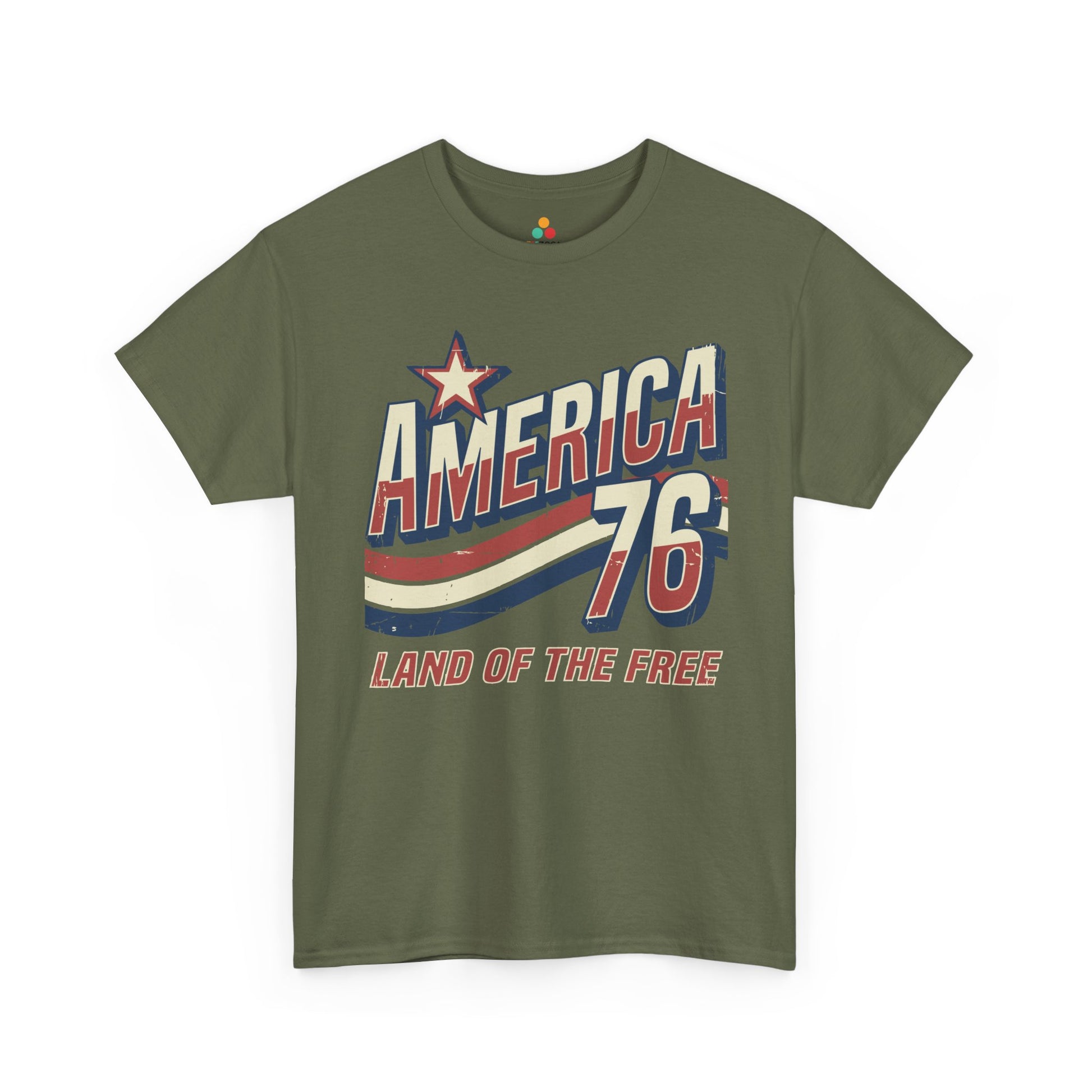 TEEZOCA patriotic jersey shirt T-shirt designed with retro USA t shirt style, America 1776 shirt meaning, and varsity patriotic graphics.
