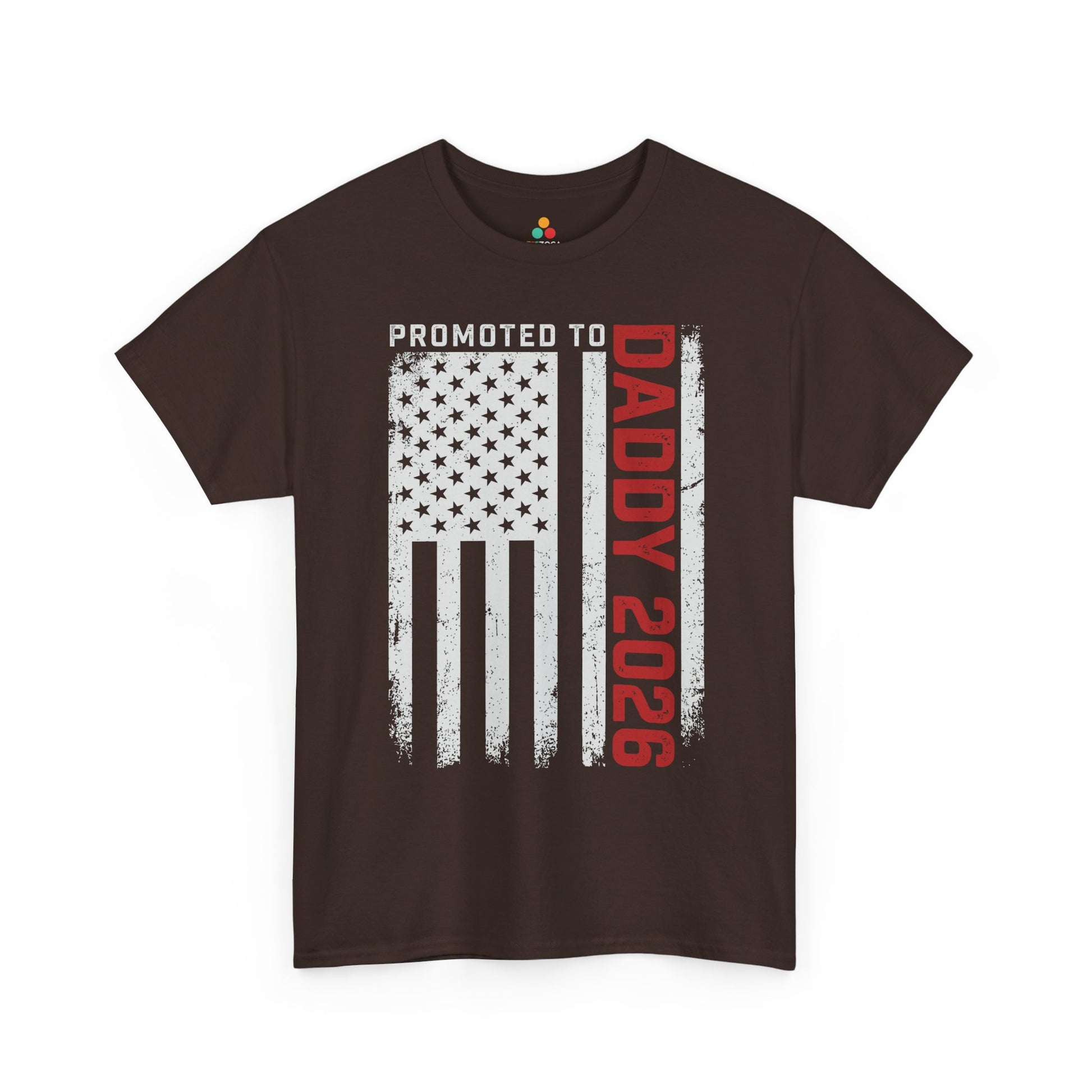 Promoted to Daddy 2026 American Flag Funny Gift Unisex T-shirt | TEEZOCA 
