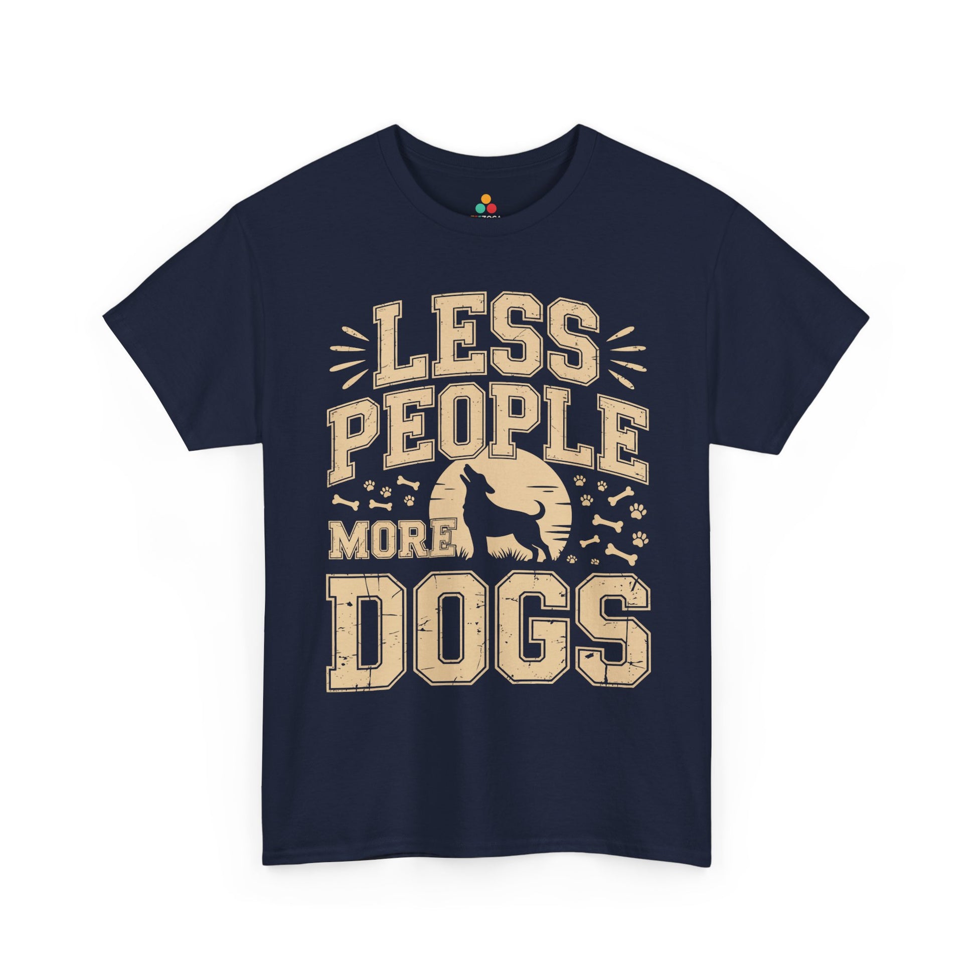 Less People More Dogs Vintage Graphic Unisex T-shirt | TEEZOCA 