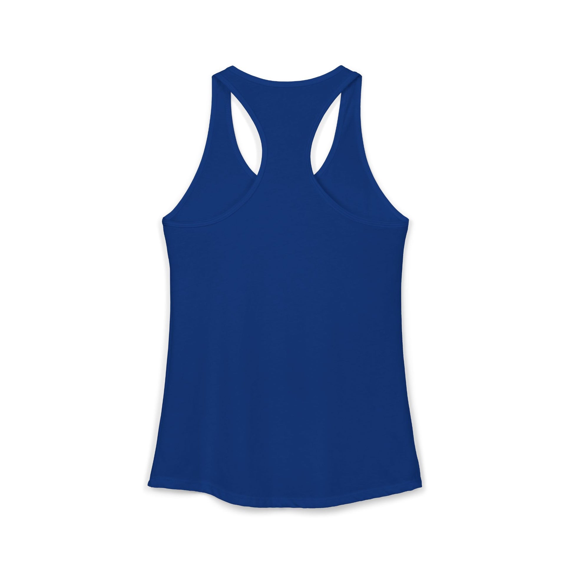 TEEZOCA paws-itively rad women’s tank top fun retro cat artwork Blue tank top on a white background