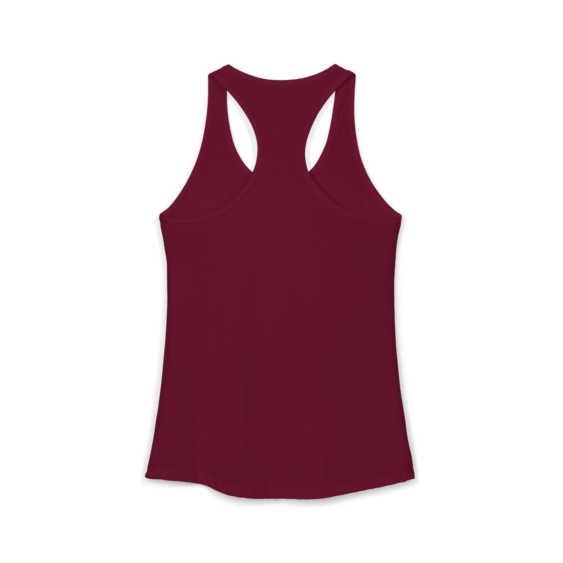 TEEZOCA paws-itively rad women’s tank top with colorful cat graphic Maroon tank top on a white background