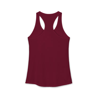 TEEZOCA paws-itively rad women’s tank top with colorful cat graphic Maroon tank top on a white background