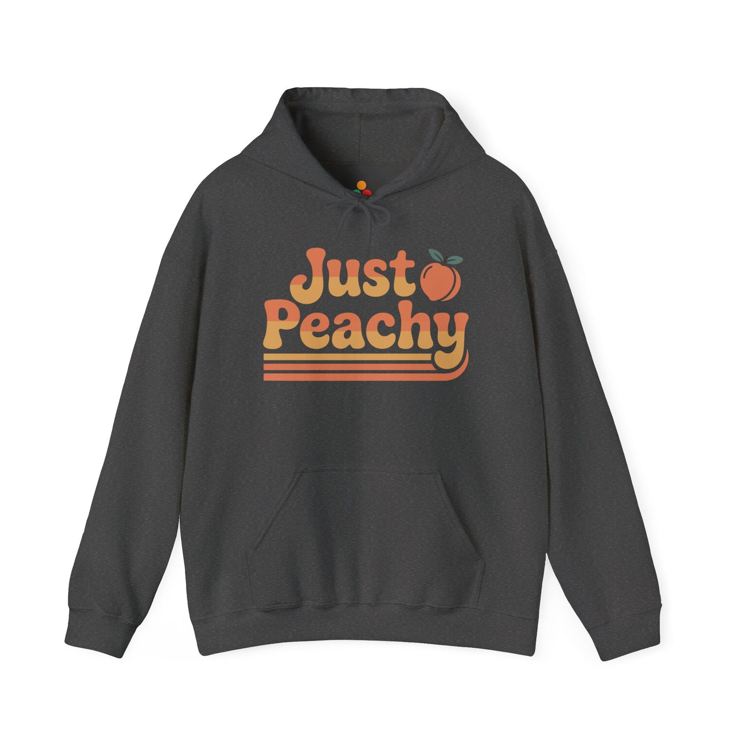 TEEZOCA peach fruit retro text Unisex Heavy Blend Hoodie