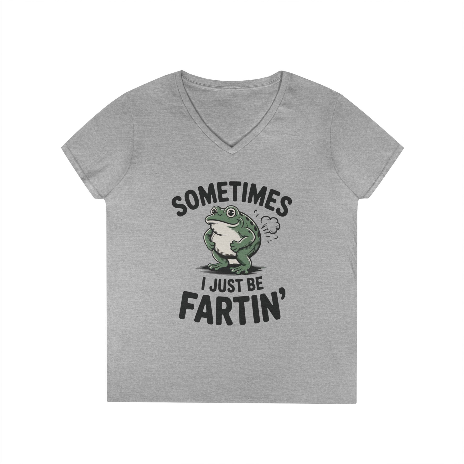 Sometimes I Just Be Fartin’ Frog Humor V-Neck T-Shirt for Women | TEEZOCA 