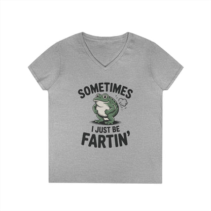 Sometimes I Just Be Fartin’ Frog Humor V-Neck T-Shirt for Women | TEEZOCA 