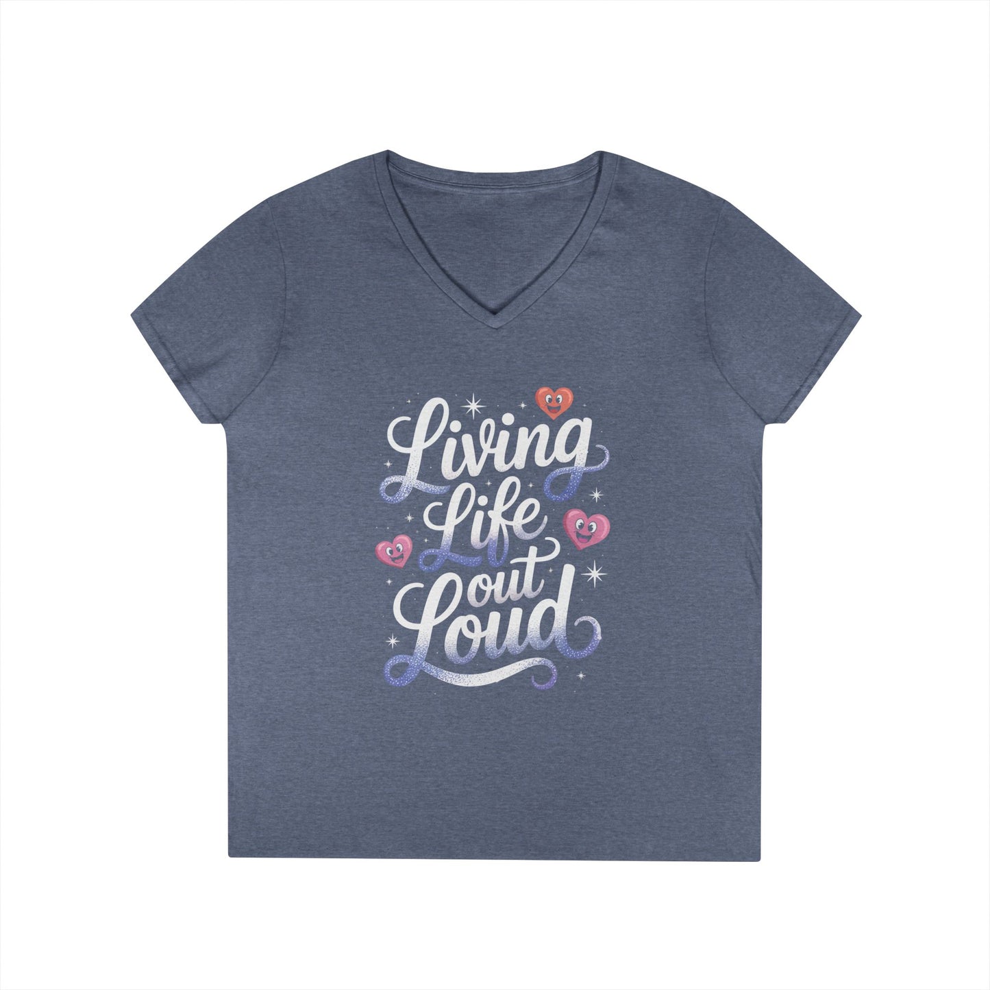 Living Life Out Loud Quote V-Neck T-Shirt for Women | TEEZOCA 