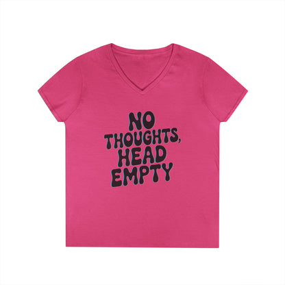 No Thoughts Head Empty Aesthetic Statement V-Neck T-Shirt for Women | TEEZOCA 