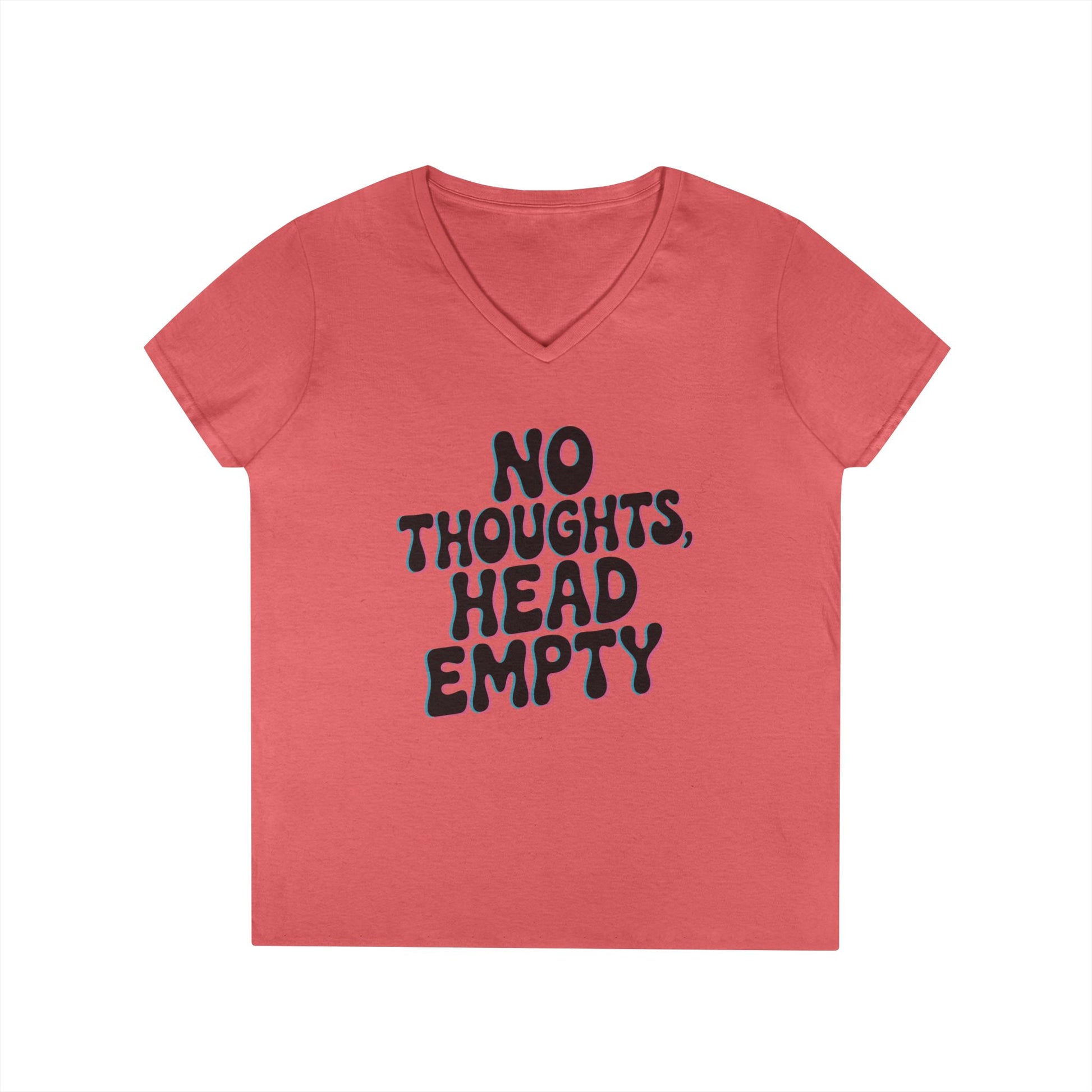 No Thoughts Head Empty Aesthetic Statement V-Neck T-Shirt for Women | TEEZOCA 
