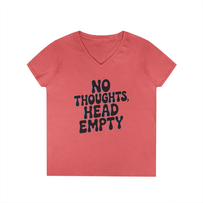 No Thoughts Head Empty Aesthetic Statement V-Neck T-Shirt for Women | TEEZOCA 