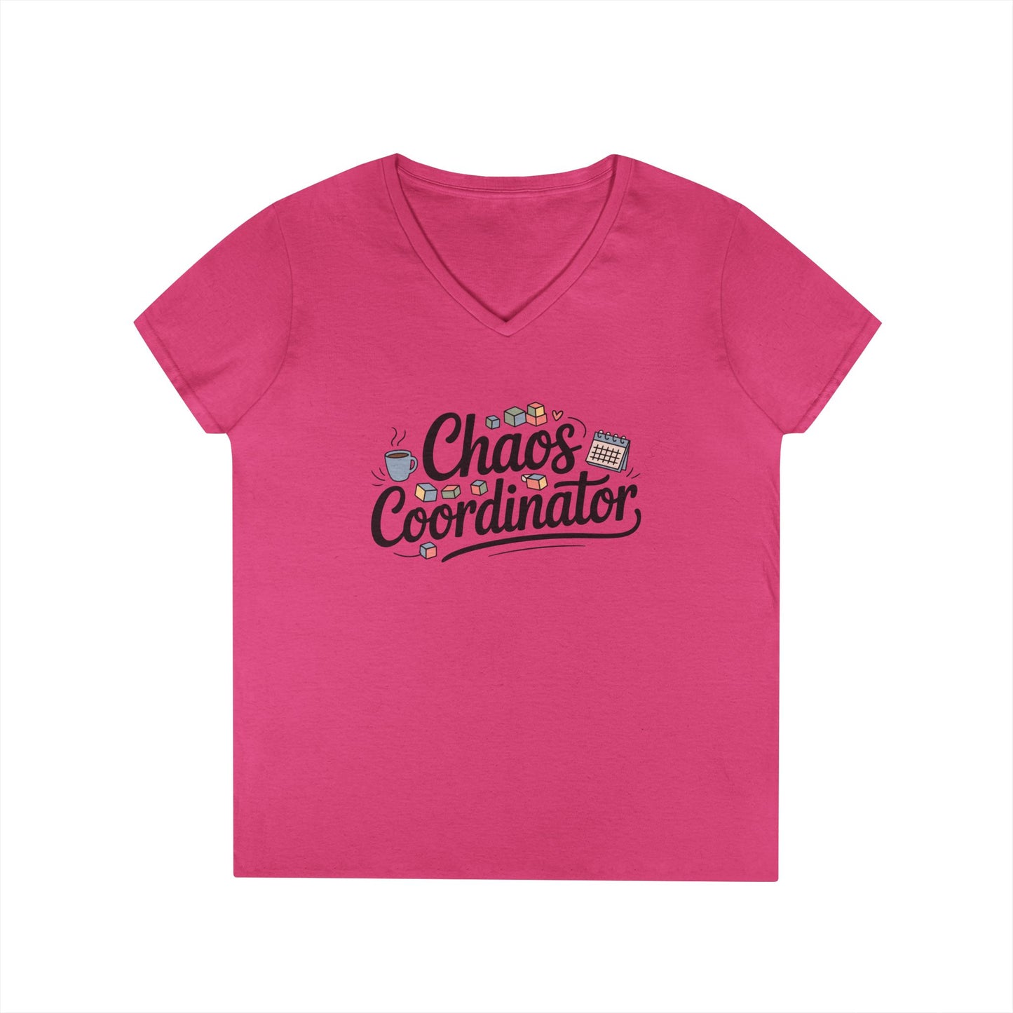 Chaos Coordinator Cute Minimalist Mom Life V-Neck T-Shirt for Women | TEEZOCA 
