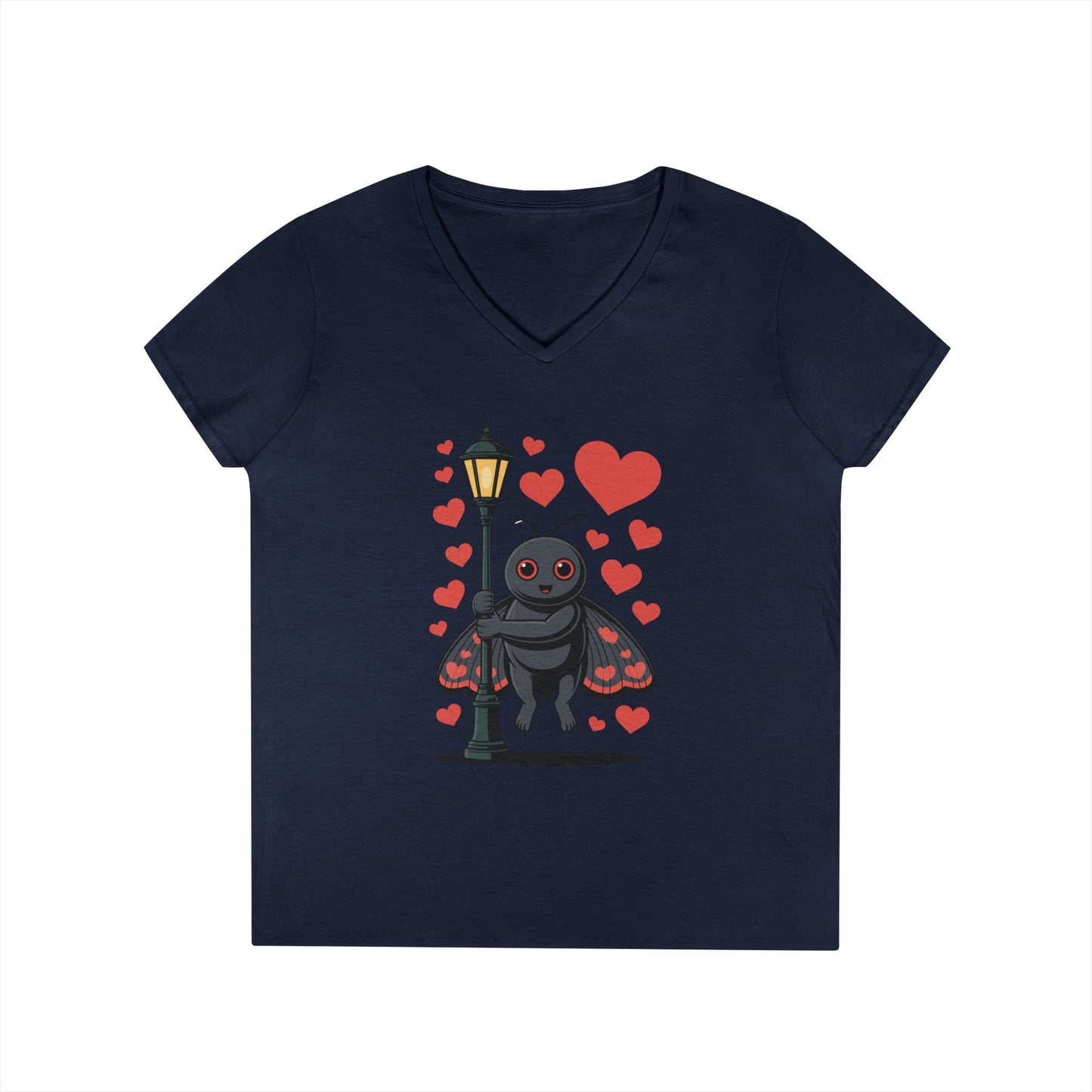 Cute Love Bug Hearts Graphic V-Neck T-Shirt for Women | TEEZOCA 
