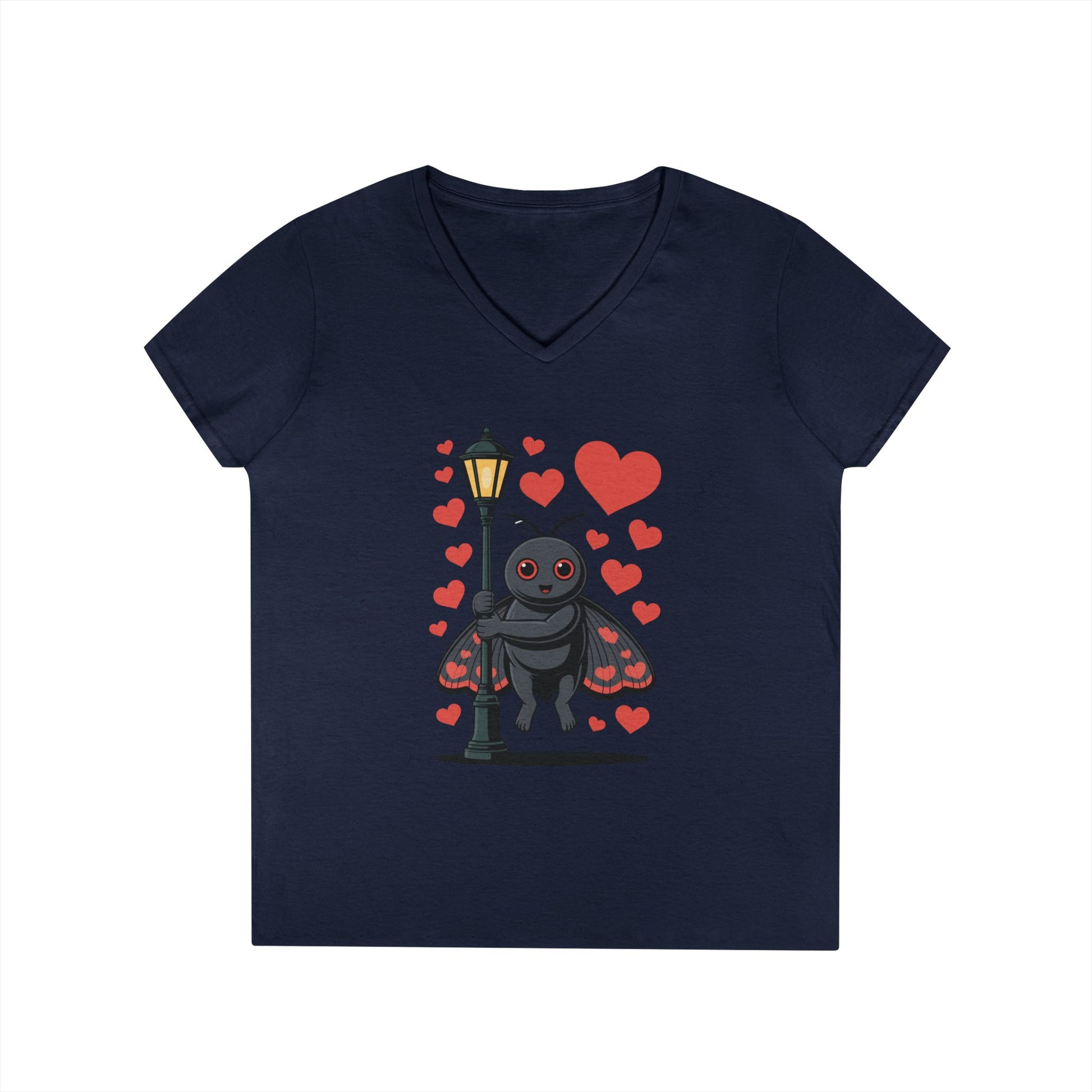 Cute Love Bug Hearts Graphic V-Neck T-Shirt for Women | TEEZOCA 