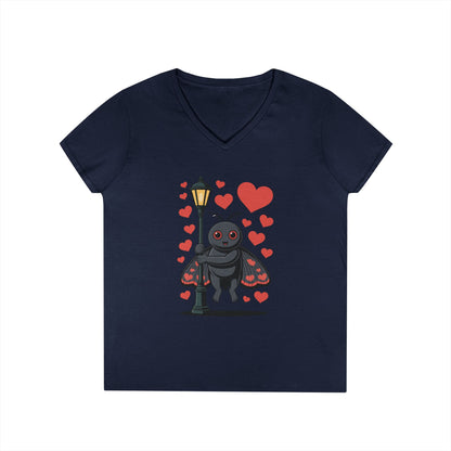 Cute Love Bug Hearts Graphic V-Neck T-Shirt for Women | TEEZOCA 
