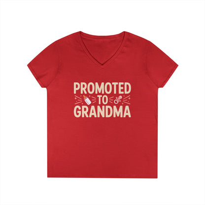 Promoted to Grandma V-Neck T-Shirt Cute Announcement Tee for Women | TEEZOCA 