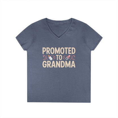 Promoted to Grandma V-Neck T-Shirt Cute Announcement Tee for Women | TEEZOCA 