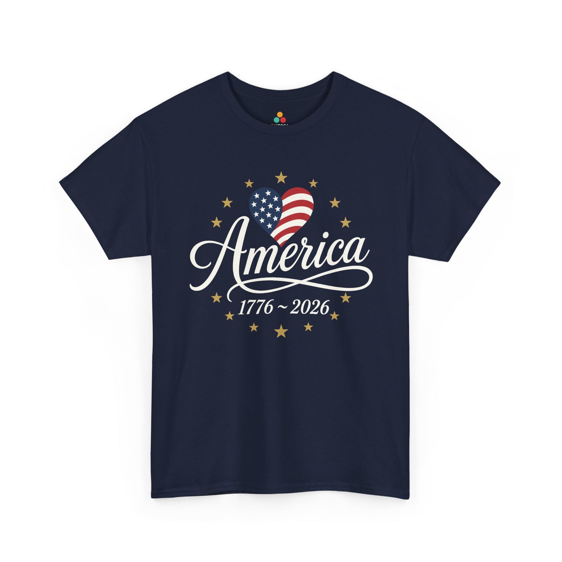 TEEZOCA proud to be american shirt t-shirt with elegant patriotic shirt styling, flag heart artwork, and gold star accents.
