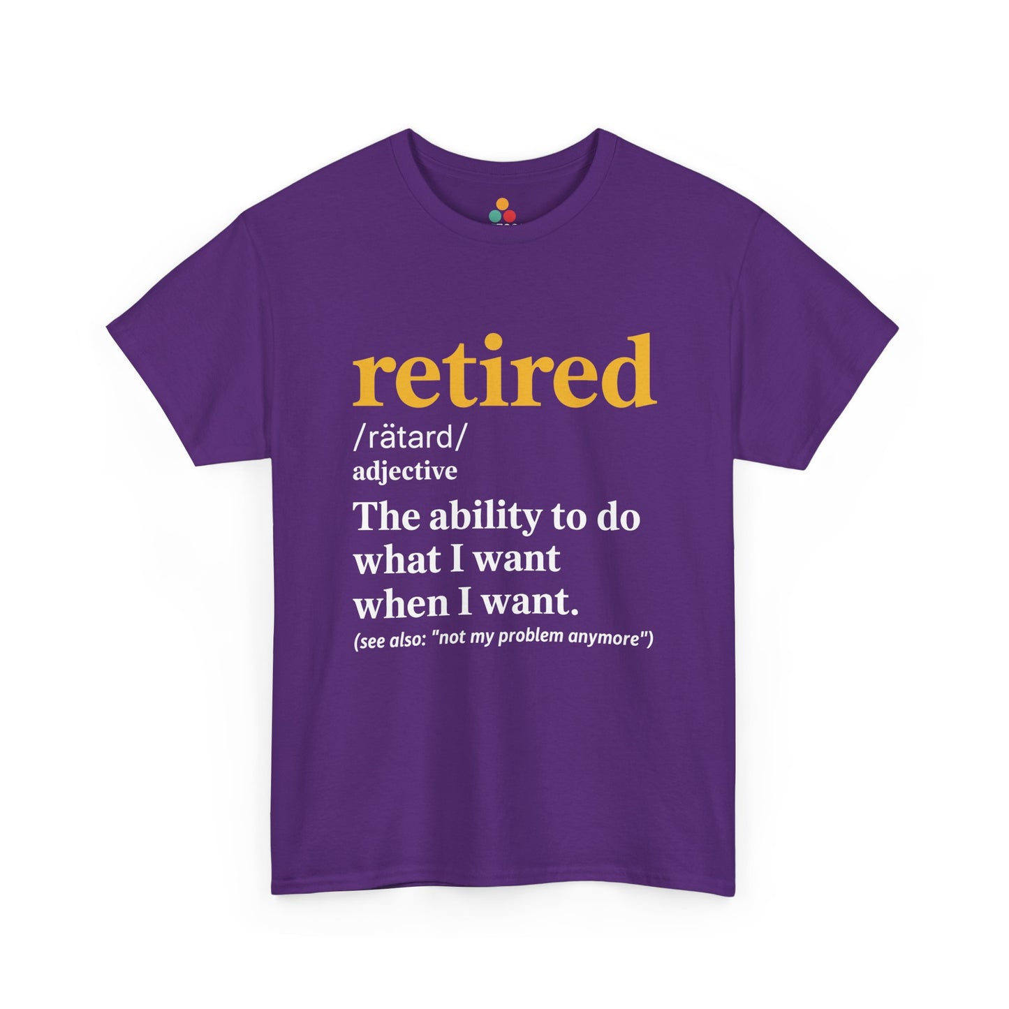 TEEZOCA purple Funny Retirement Definition shirt shown flat.