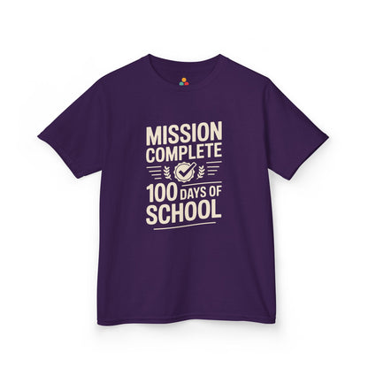 TEEZOCA purple “Mission Complete 100 Days Of School” 100 days of school tee.
