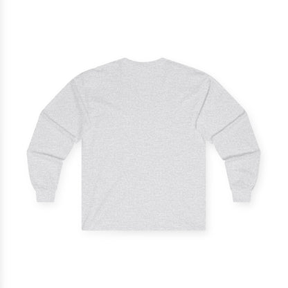 TEEZOCA racing inspired focus finish long-sleeve tee Gray sweatshirt on a white background