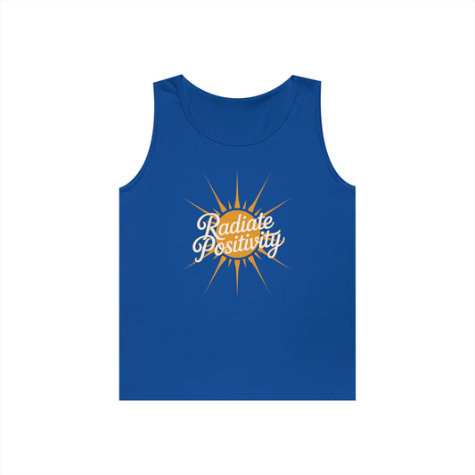 TEEZOCA radiate positivity Unisex Tank Top with bold sun graphic design Radiate Positivity Unisex Tank Top for Uplifting Summer Streetwear Style | TEEZOCA 