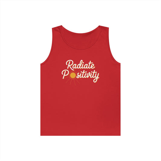 TEEZOCA radiate positivity Unisex Tank Top with sun graphic and uplifting message Radiate Positivity Unisex Tank Top for Uplifting Vibes and Everyday Streetwear | TEEZOCA 