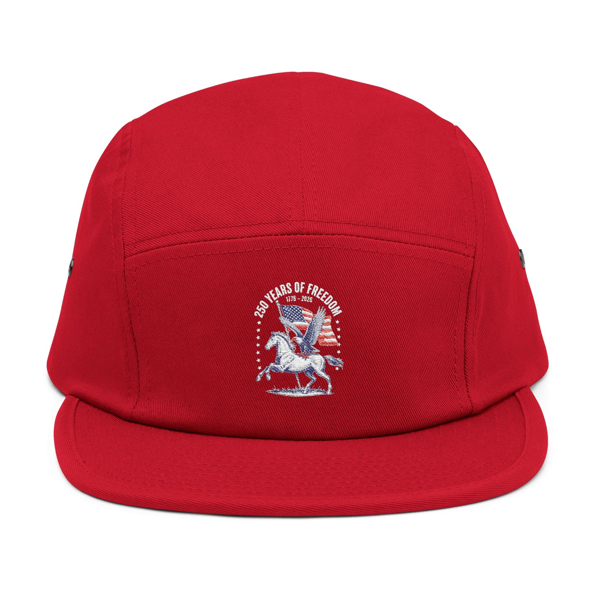 TEEZOCA red 5-panel cap with Embroidered 250 Years of Freedom Patriotic 5-Panel Cap Vintage USA Americana Hat 4th of July Gift for Him Her