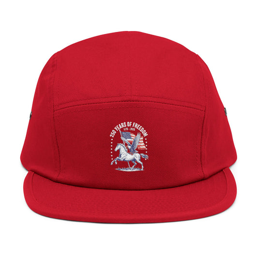 TEEZOCA red 5-panel cap with Embroidered 250 Years of Freedom Patriotic 5-Panel Cap Vintage USA Americana Hat 4th of July Gift for Him Her