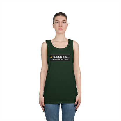 Error 404 Motivation Not Found Unisex Tank Top for Funny Gym Streetwear | TEEZOCA 