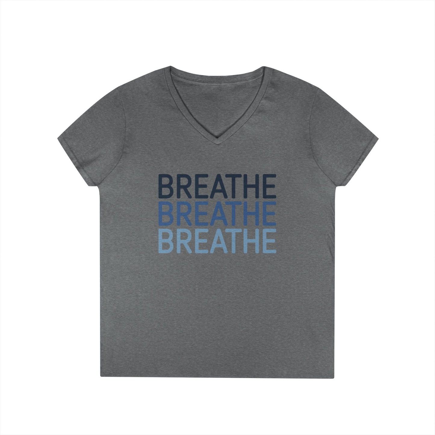Breathe Breathe Breathe Mindfulness Message V-Neck T-Shirt | TEEZOCA 