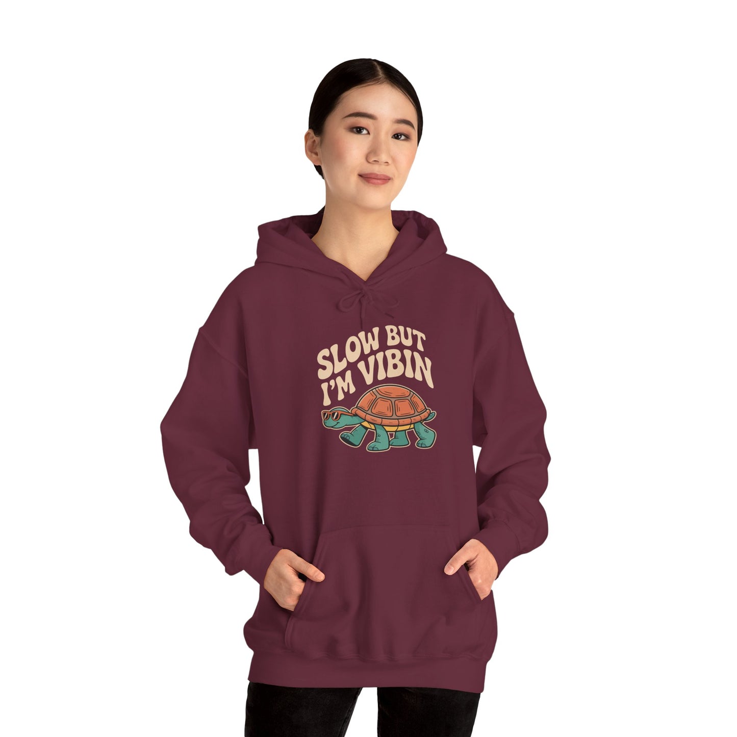TEEZOCA relaxed turtle illustration Unisex Heavy Blend Hoodie casual outfit look