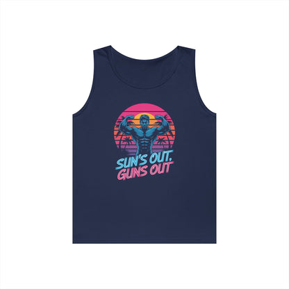 Sun’s Out Guns Out Unisex Tank Top for Retro Gym Energy and Bold Style | TEEZOCA 
