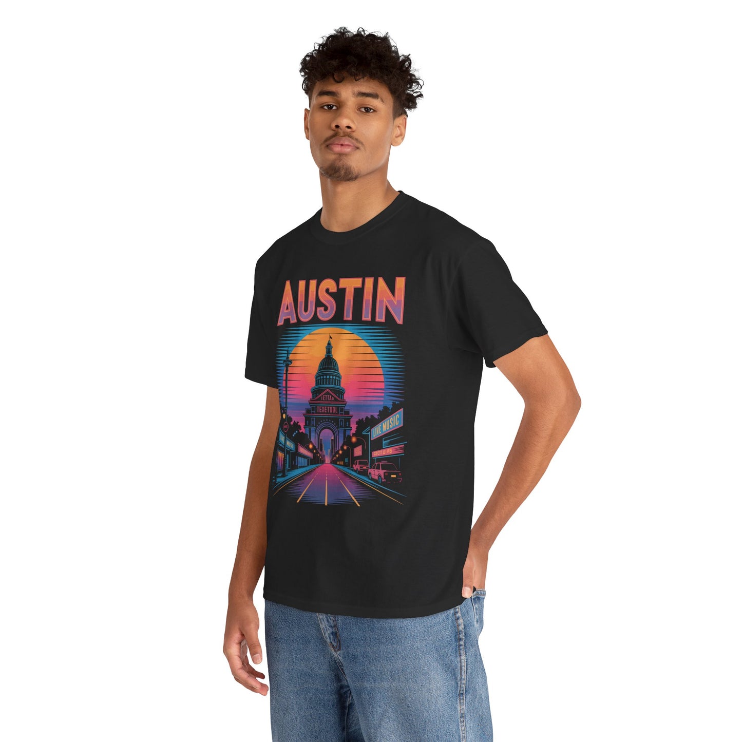 Austin Live Music Capitol Neon Unisex T-shirt Streetwear Art | TEEZOCA 