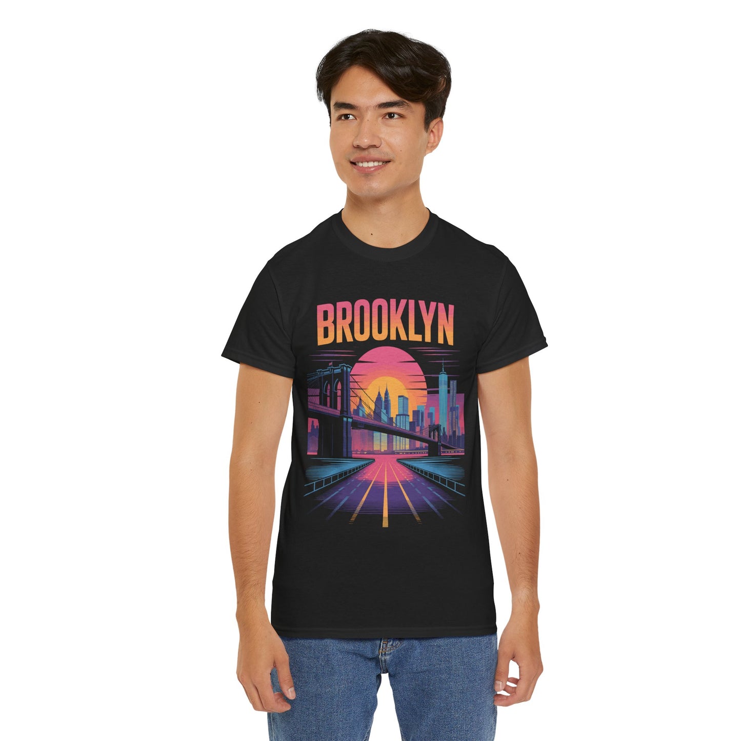 Brooklyn Sunset Skyline Unisex T-shirt Urban Bridge Streetwear Art | TEEZOCA 