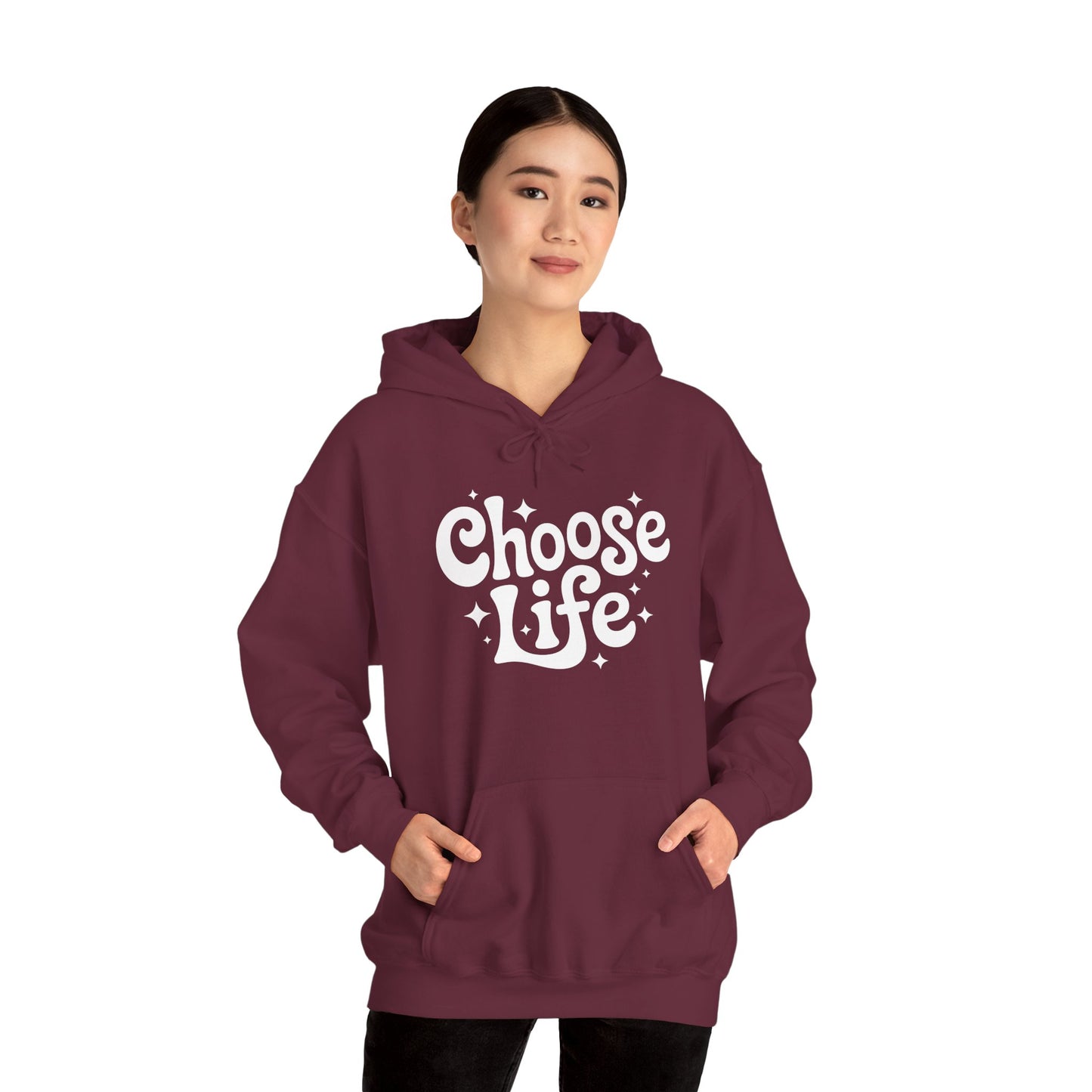 TEEZOCA retro choose life slogan Unisex Heavy Blend Hoodie streetwear style