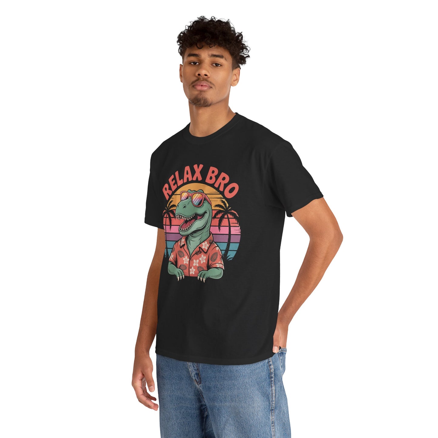 Relax Bro Retro Dinosaur Vacation T‑Shirt | TEEZOCA 