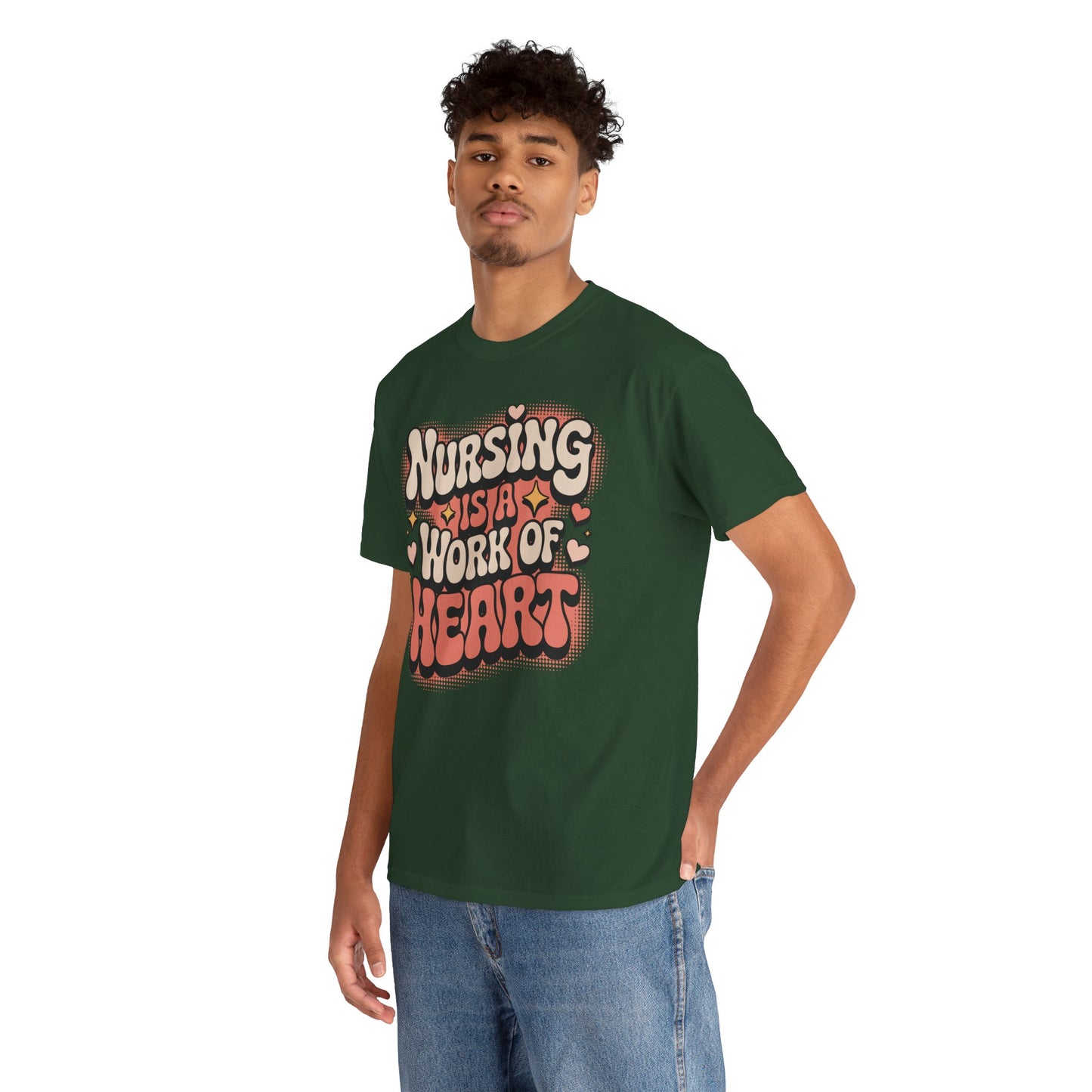 Nursing Is A Work Of Heart Unisex T-shirt Retro Design | TEEZOCA 