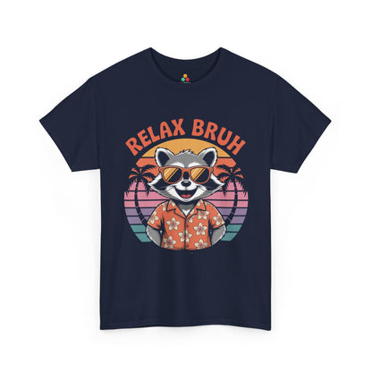 Relax Bruh Raccoon Retro Sunset Vacation T-Shirt | TEEZOCA 