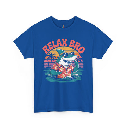 Relax Bro Retro Shark Sunset Vacation Unisex T-shirt | TEEZOCA 