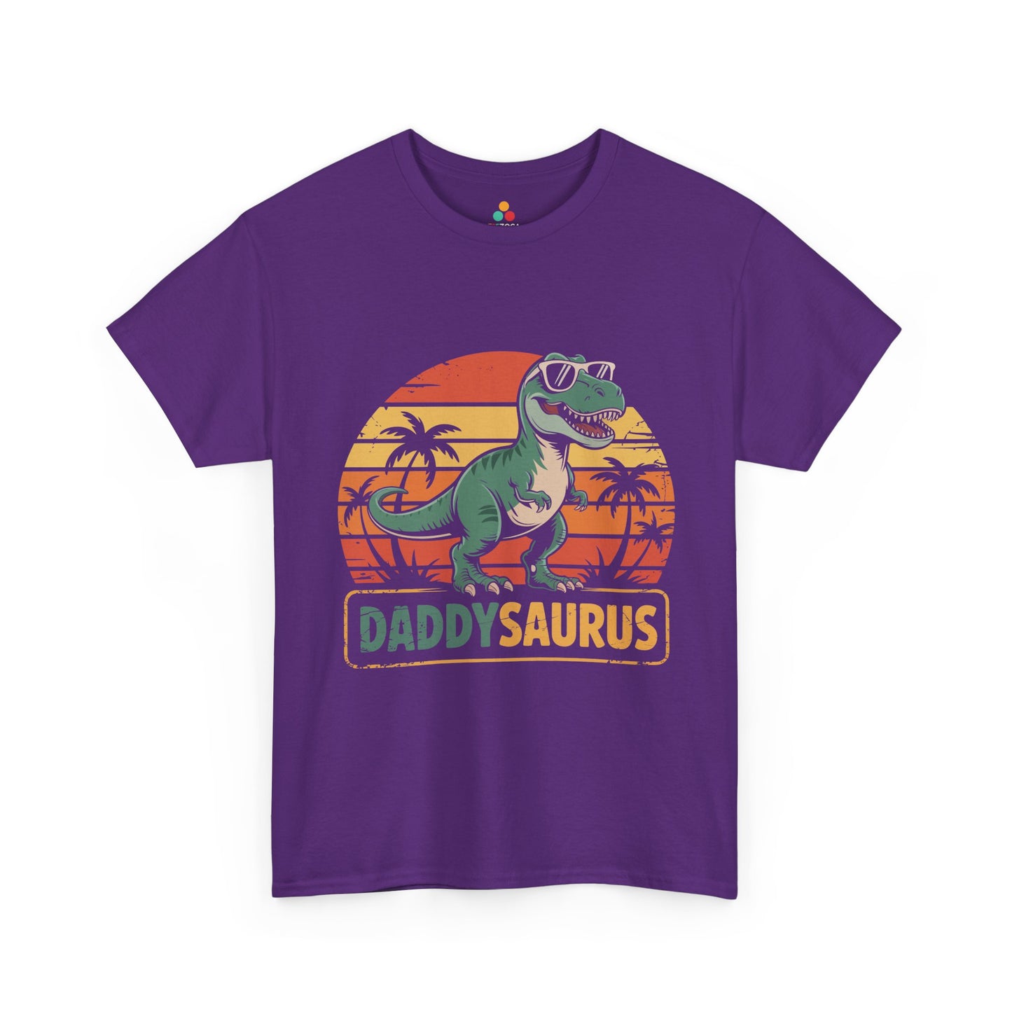 TEEZOCA retro sunset dinosaur Unisex T-shirt for dads Cool Daddysaurus Dinosaur Graphic Unisex T-shirt | TEEZOCA 