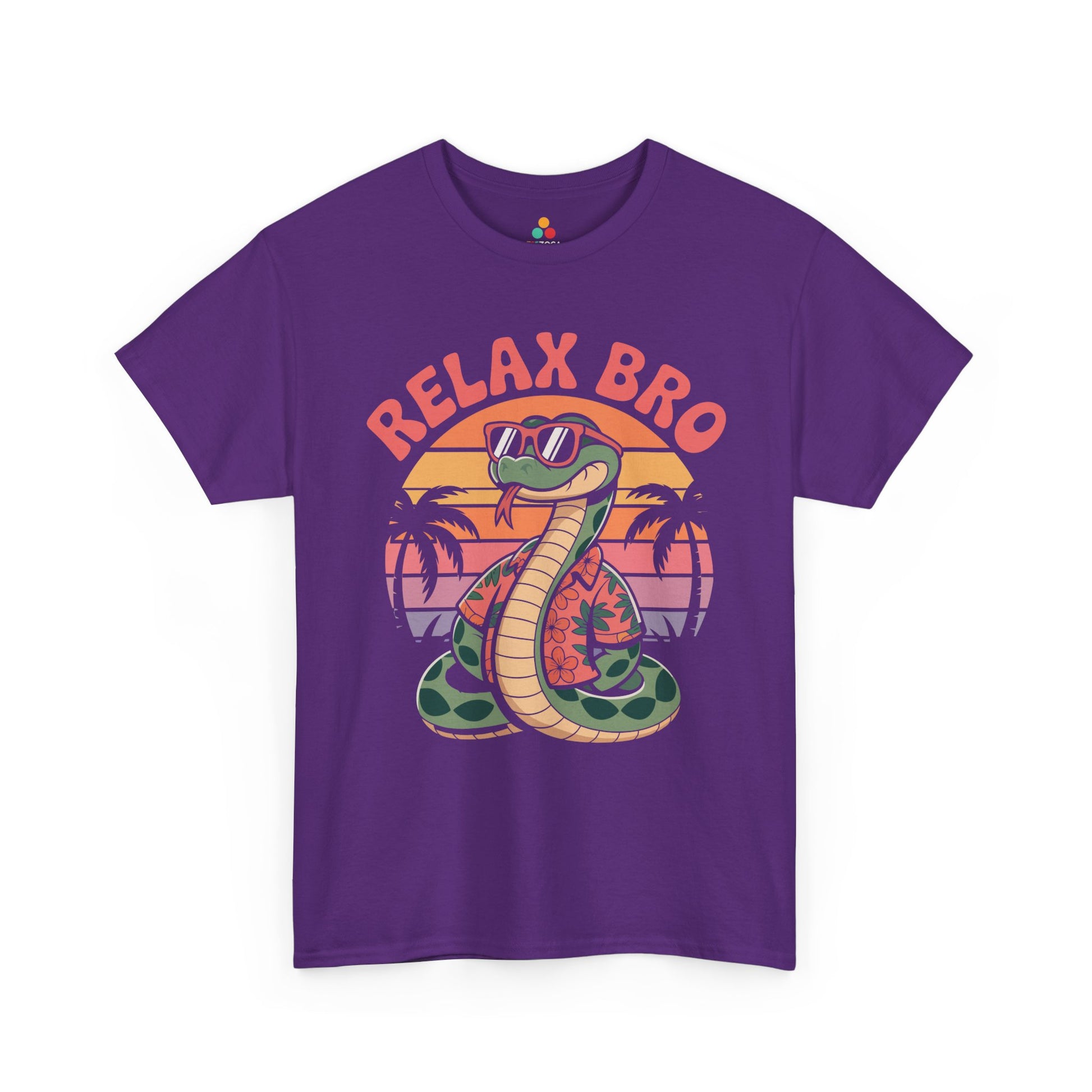 Relax Bro Snake Retro Sunset Palm Graphic T-Shirt | TEEZOCA 