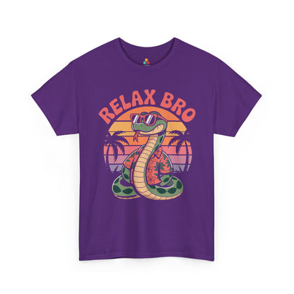 Relax Bro Snake Retro Sunset Palm Graphic T-Shirt | TEEZOCA 